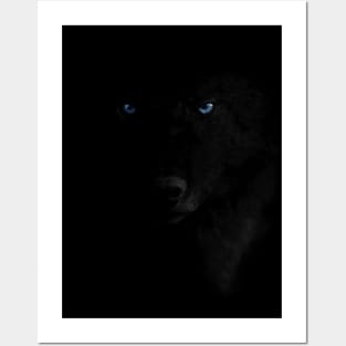 Blue eyed black wolf Posters and Art